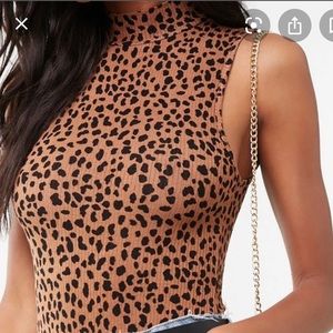 NWT! Forever 21 Cheetah sleeveless body suit Sz M